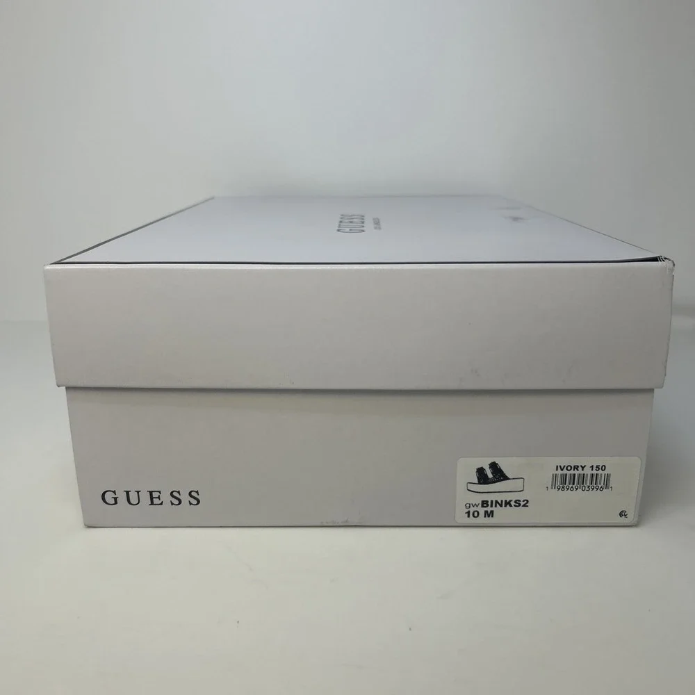 GUESS Binks‎ Woven Platform Sandals Ivory White Double Buckle Wedge Size 10M NIB